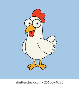 A cute hand-drawn vector artwork featuring a Brahma chicken, showcasing its distinctive fluffy plumage and gentle appearance in a charming and artistic style.