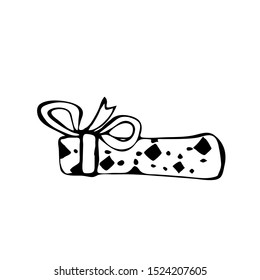 Cute hand-drawn vector Christmas gifts. Doodle elements isolated on white background,  illustration icon doodle.