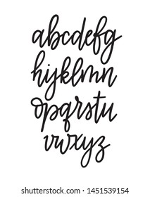 Cute hand-drawn vector monoline childish style alphabet in lowercase. Quotes, journaling, titles