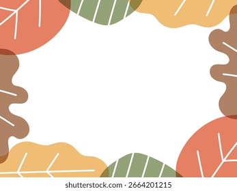 Lindo material de marco de acuarela dibujado a mano con hojas de otoño