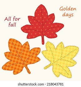 Cute handmade autumn leaves as retro fabric applique for your decoration