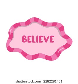 Cute handmade ceramic plate in the abstract shape, geometric pattern and motivational lettering. Hand drawn vector clipart of crockery, cartoon porcelain tableware. Jewelry holder of polymer clay.