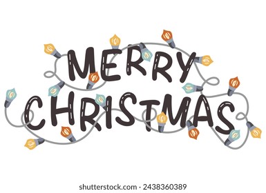 Cute handmade Christmas background with traditional New Year icons