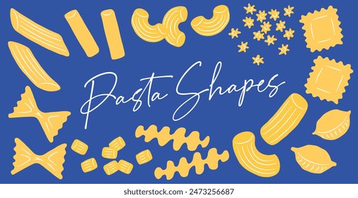 Cute hand-made pasta shape collection.