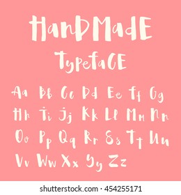 Cute handmade typeface. Original letters written with brush pen. Eps10 vector illustration.