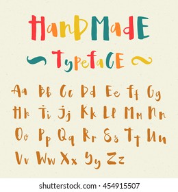 Cute handmade typeface. Original letters written with brush pen. Eps10 vector illustration.