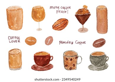 Cute Handpainted Coffee Watercolor Illustration