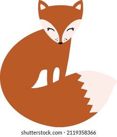 Cute handpainted children’s vector illustration of a Woodland fox animal. Ideal for print, stickers, scrap booking, web, Graphic design and other creative projects.