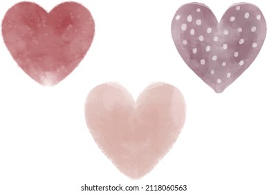 Cuto conjunto de acuarela vectorial pintado a mano de San Valentín Ilustraciones de corazones de colores pastel. Ideal para impresión, tarjeta, saludo, diseño gráfico, invitación y otros proyectos creativos.