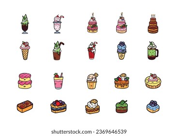 cute handraw desserts bakery set