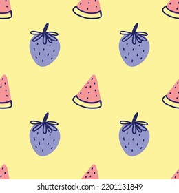 cute handraw fruits seamless pattern design vector for wrapping paper 