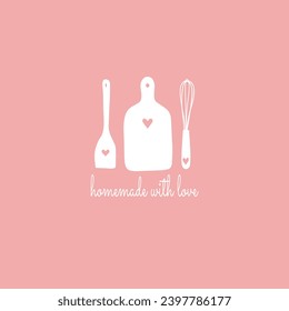 Cute handrawn logo, badge, label  for bakery shop, cooking club, recipe book or home cooking. Vector template logo.