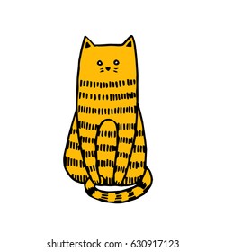 Cute handrawn yellow cat vector illustration