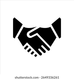 cute handshake icon vector illustration in black and white flat line style