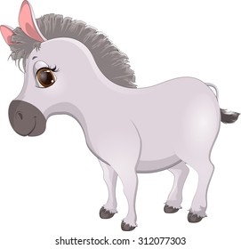 cute, handsome donkey cartoon on a white background