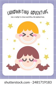 cute handwriting practice tracing worksheet printable for kids education fun learning practice