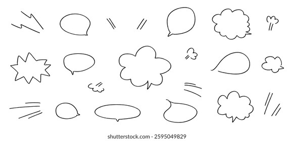Cute handwritten balloon set. Lively garnish. Cartoon balloon drawn in pencil.