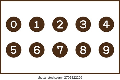 Niedliche handgeschriebene Kreise und Zahlen Einfaches Symbolset