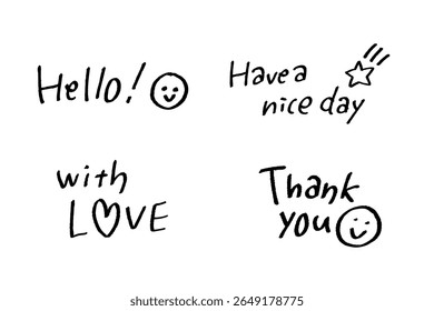 Cute Handwritten English Message Set – Simple and Positive Words