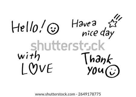 Cute Handwritten English Message Set – Simple and Positive Words