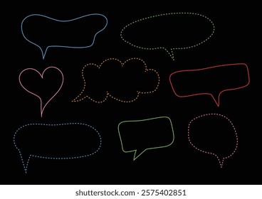 Cute handwritten line colorful speech bubble on a black background. For cover book, business, card, web, and poster. 