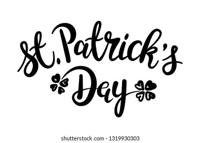 Cute handwritten Saint Patrick's day lettering typography. Hand drawn design elements