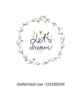 Cute handwritten sign and berries frame. Vector, clipart, isolated details. Editable elements.