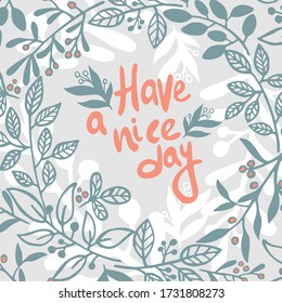 Cute handwritten sign and floral frame. Vector, clipart, isolated details. Editable elements.