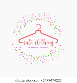 cute hanger logo design inspiration . beautiful fashion clothing logo design template . feminine hanger cloth vector design 