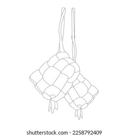 Cute hanging ketupat outline vector illustration in trendy style. Ketupat is element for Ramadan and Eid Celebration in Indonesia and Malaysia. Editable graphic resources for many purposes.