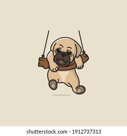 Un carácter lindo de pug colgante