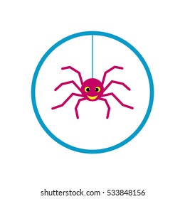 Cute hanging spider. Flat icon. Vector