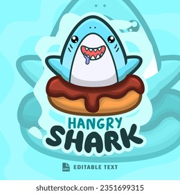 Cute Hangry Shark Logo Character