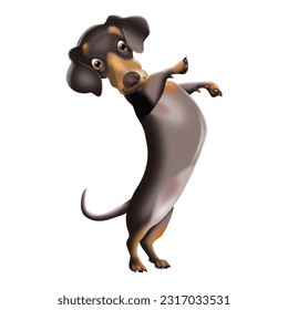 Cute and Happy 3D Dachshund