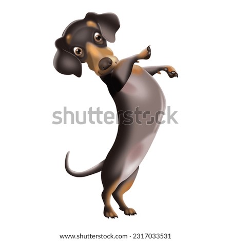Cute and Happy 3D Dachshund