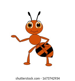 cute happy ant illustration poster