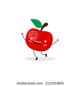 Cute happy apple character. Funny fruit emoticon in flat style. eps 10
