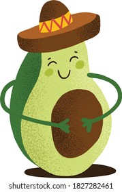 Vector de ilustración de caracteres Cute Happy Aguacate