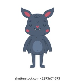 Cute happy baby bat. Halloween symbol. Funny mascot character cartoon vector illustration