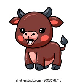 Cute happy baby buffalo cartoon