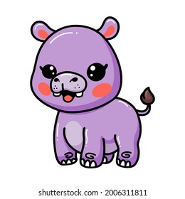 Cute happy baby hippo cartoon