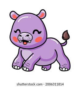 Cute happy baby hippo cartoon