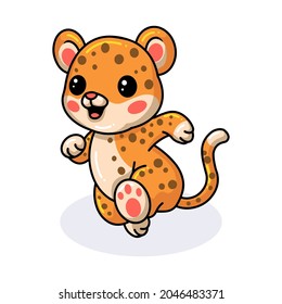Cute happy baby leopard cartoon