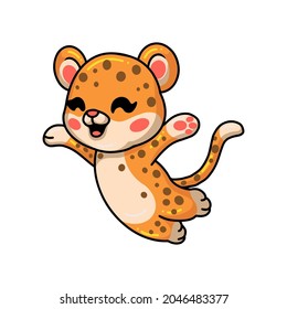 Cute happy baby leopard cartoon