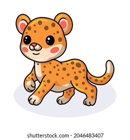 Cute happy baby leopard cartoon