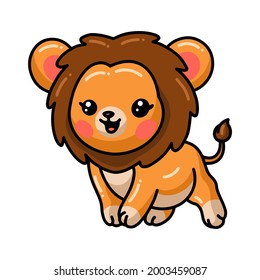 Cute happy baby lion cartoon