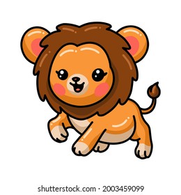 Cute happy baby lion cartoon
