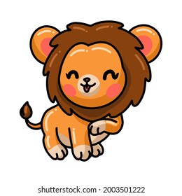 Cute happy baby lion cartoon