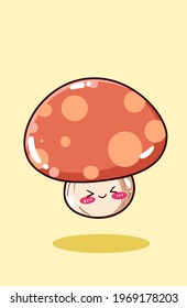 Cute and happy baby mushroom cartoon illustration