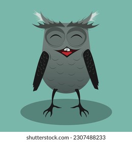 Cute happy baby owl mascot kawaii cartoon bird illustration 
